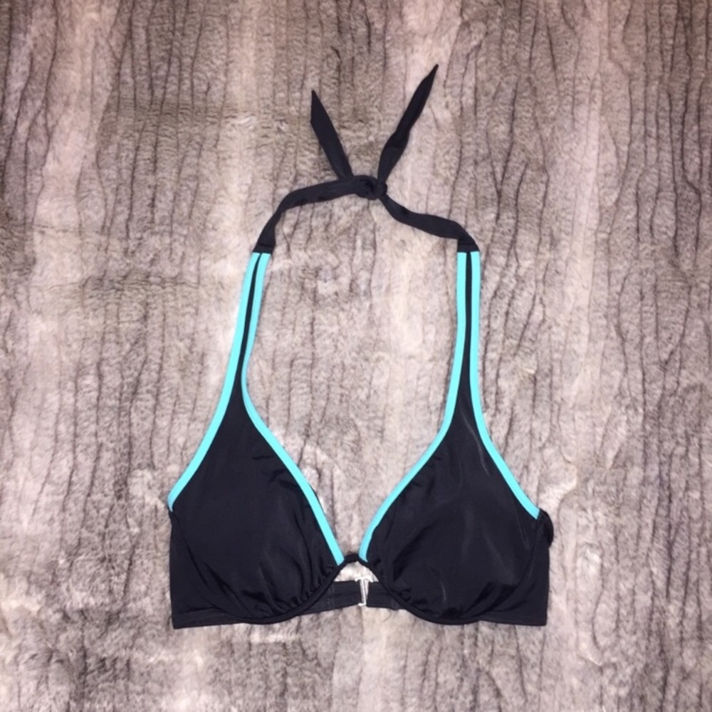 Victoria’s Secret Black Blue halter 36C bikini top